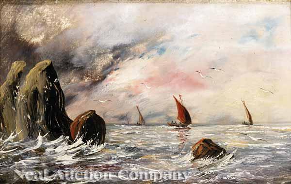 Appraisal: British School th c The Warning Buoy and Fishing Fleets