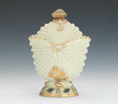 Appraisal: A Wavecrest or Northwood Nautilus Lidded Jar Milky color translucent