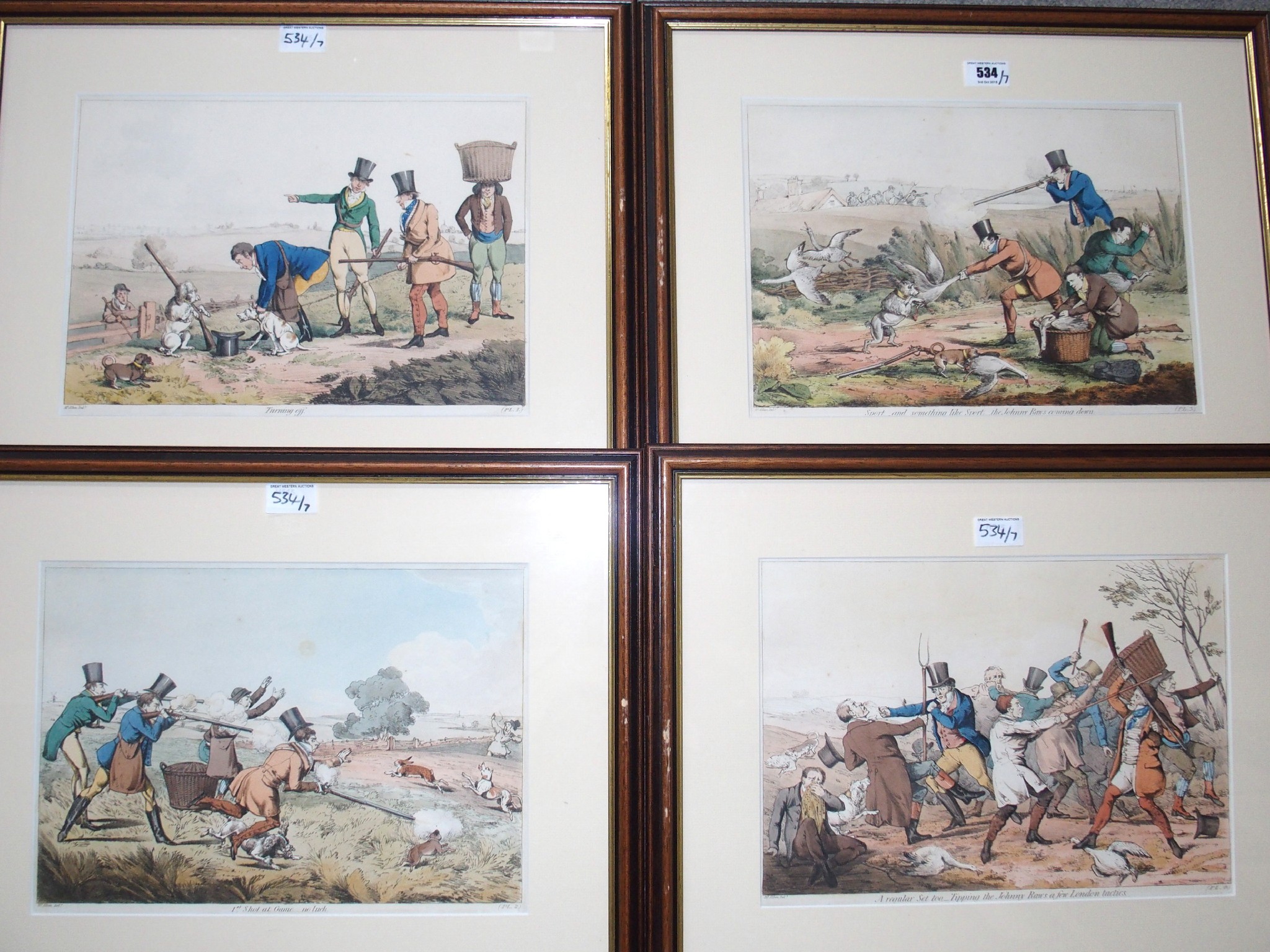 Appraisal: HENRY ALKEN A set of four hunting and shooting prints