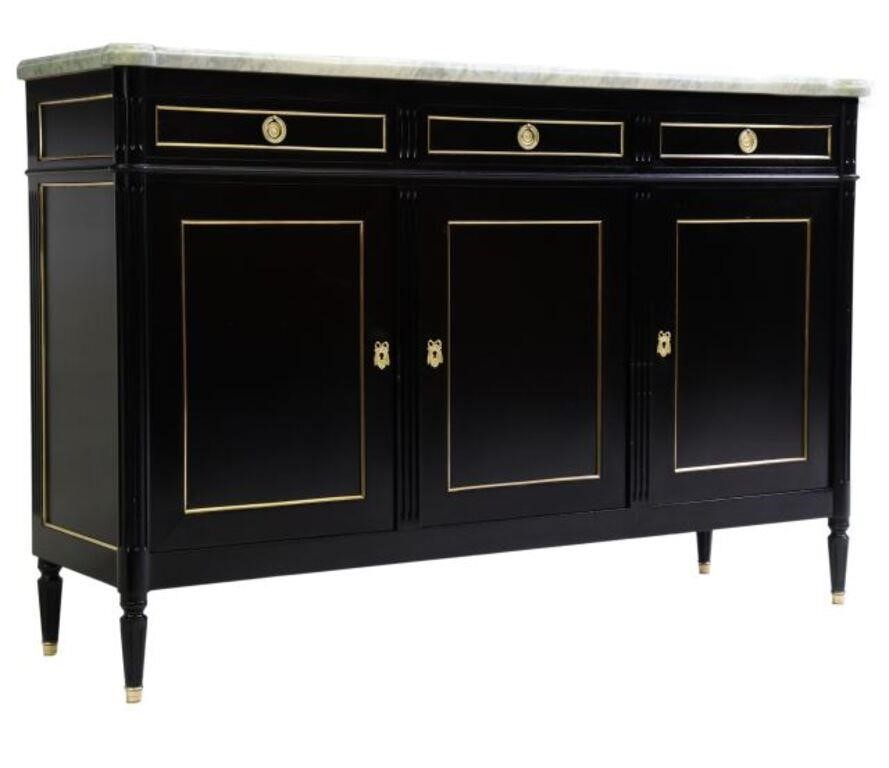 Appraisal: French Louis XVI style ebonized sideboard th c having shaped