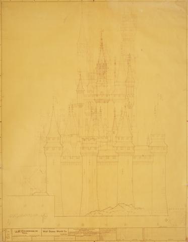 Appraisal: DISNEY WALT Blueprints for the West Elevation of Cinderella's Castle