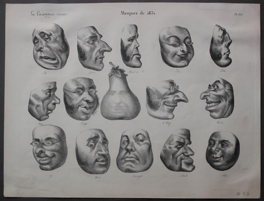 Appraisal: HONORE DAUMIER FRENCH - MASQUES DE Lithograph x in Framed