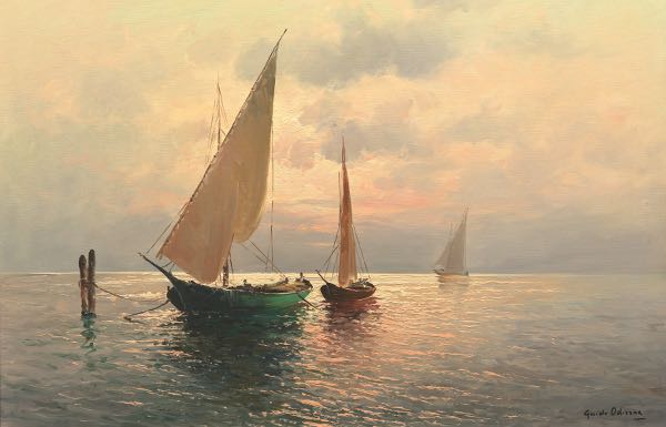 Appraisal: GUIDO ODIERNA ITALIAN - x Serene seascape with sailboats Oil