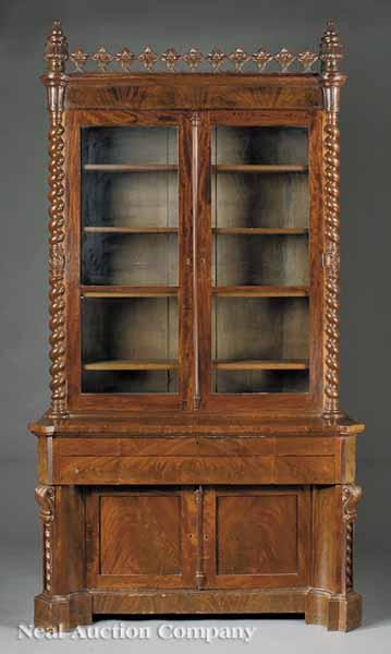 Appraisal: A Continental Gothic Revival Carved Mahogany Bookcase c having a