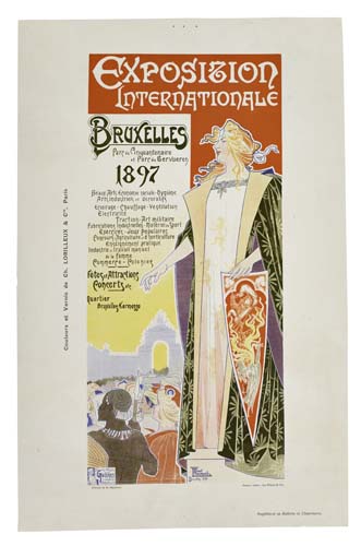 Appraisal: HENRI PRIVAT-LIVEMONT - EXPOSITION INTERNATIONALE BRUXELLES x inches x cm