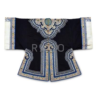 Appraisal: CHINESE ROBES Two in silk with figural and animal design