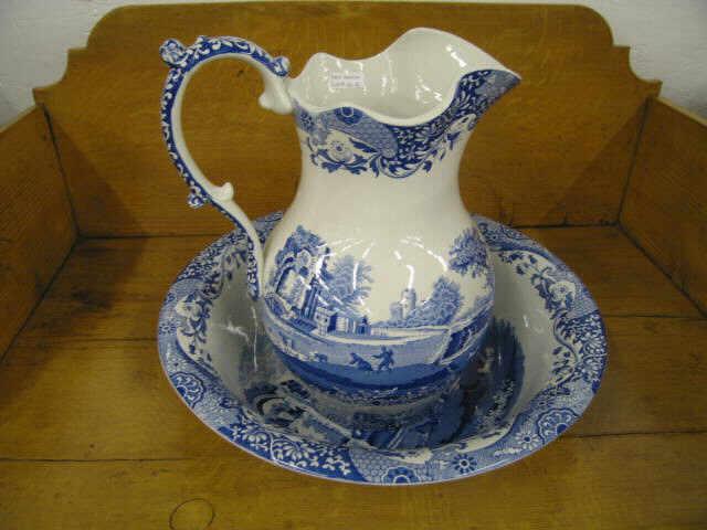 Appraisal: Spode's Italian Blue White Pottery pitcher bowl set