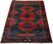 Appraisal: A Semi-Antique Hamadan Overall strong geometric pattern with a connected