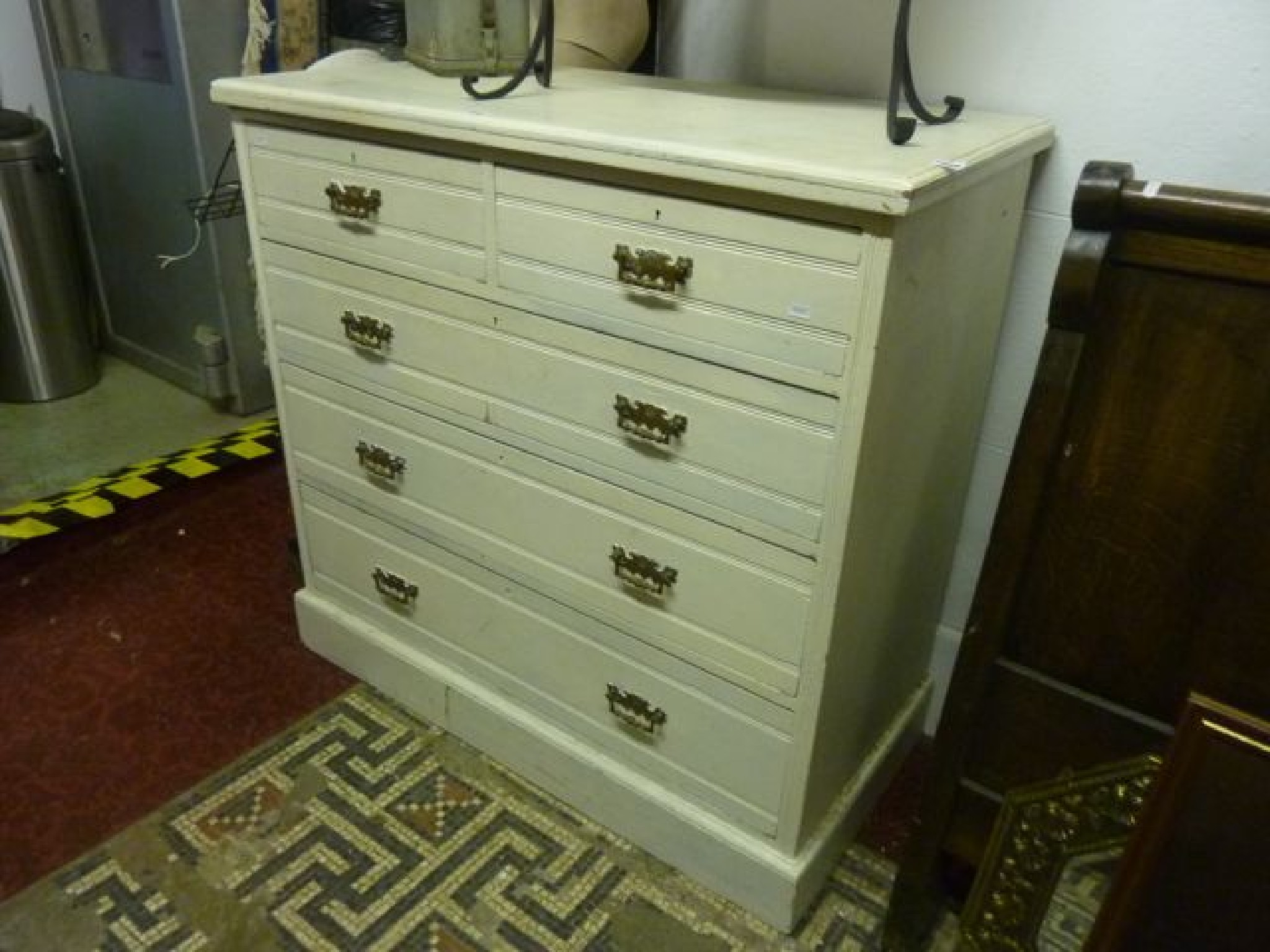 Appraisal: A late Victorian ash wood bedroom chest of three long