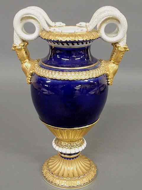 Appraisal: Signed Meissen porcelain cobalt blue vase c with gilt decoration