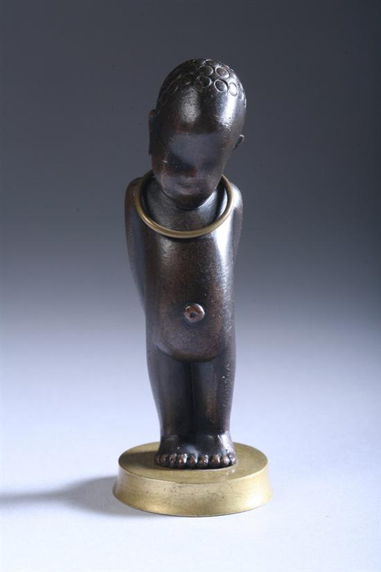 Appraisal: KARL HAGENAUER Austrian - African Boy Bronze Wiener Werkstatter WHW