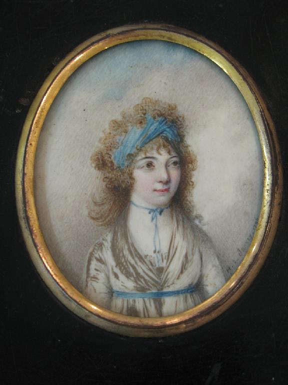 Appraisal: H DE JANVRY A portrait miniature of a young lady