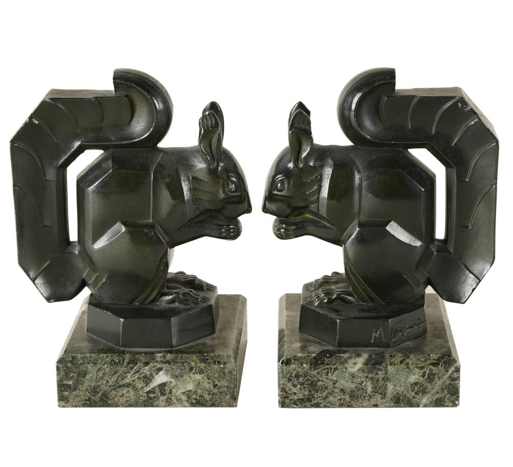 Appraisal: MAX LE VERRIER - TWO SQUIRRELSeach bronze with dark green