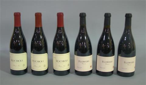 Appraisal: SIX BOTTLES OF PINOT NOIR Includes three bottles of Flowers