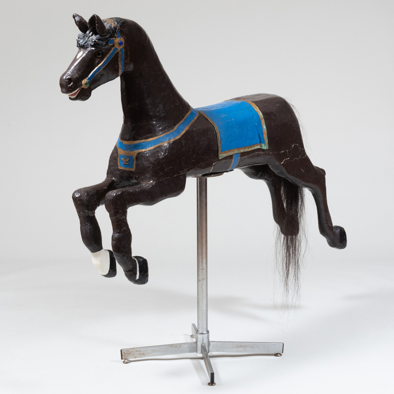 Appraisal: American Painted Carousel Horse With horsehair tail On later stand