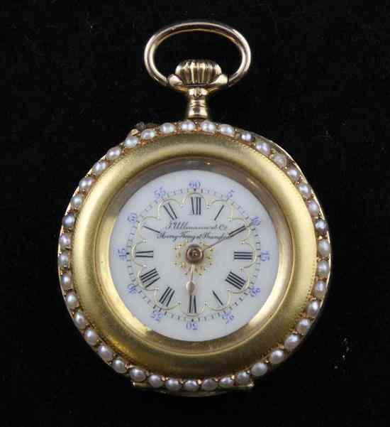 Appraisal: A th century Swiss seed pearl set ct gold fob