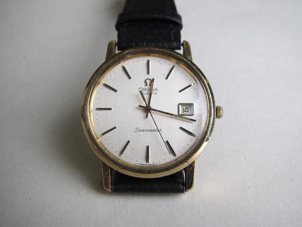 Appraisal: Gents Omega Quartz Seamaster wrist watch with silvered dial gilt