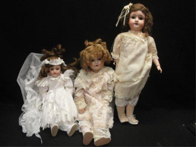 Appraisal: Three Porcelain Head Dolls As is From a Long Island