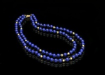 Appraisal: Gold Bead and Lapis Lazuli Double Strand Necklace This lapis