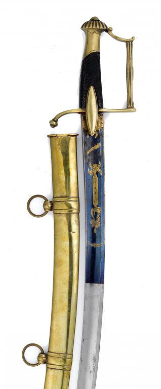 Appraisal: A FRENCH INFANTRY OFFICER'S SABRE AND SCABBARD with broad-fullered etched