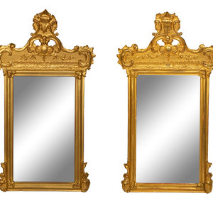 Appraisal: A Pair of Rococo Style Painted Mirrors th Century Height