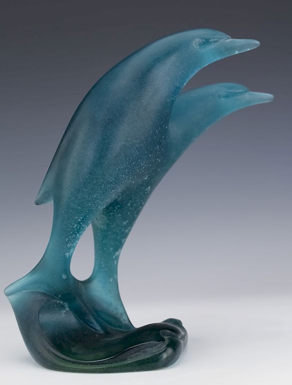 Appraisal: Daum Claude L'Hoste Dolphin Art Glass LE Sculpture Signed limited