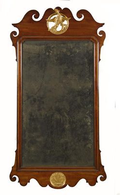 Appraisal: A George III mahogany and parcel gilt fret frame wall