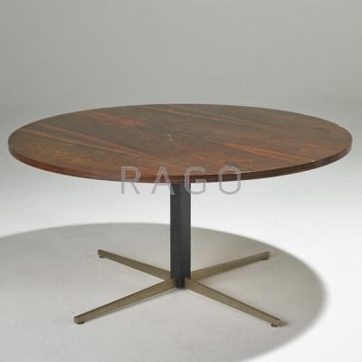 Appraisal: JORGE ZALZUPIN Adjustable dining coffee table Brazil s Rosewood chromed