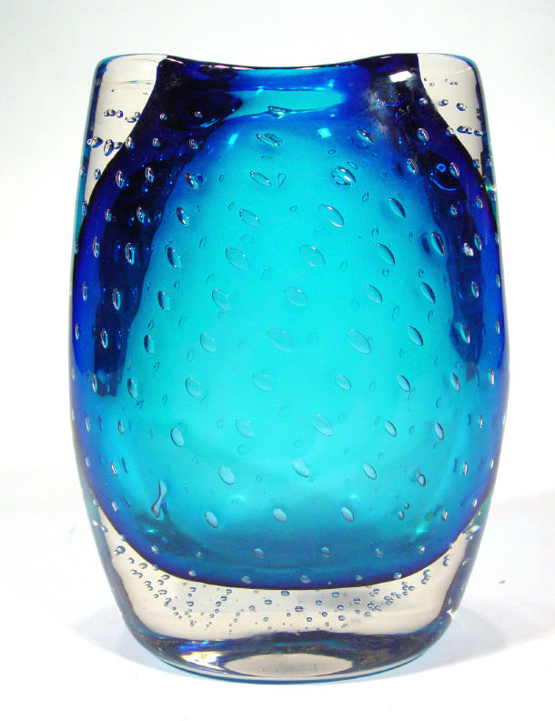 Appraisal: Whitefriars blue bubble glass vase cm high