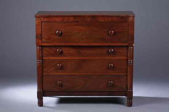 Appraisal: AMERICAN EMPIRE MAHOGANY AND CHERRYWOOD CHEST-OF-DRAWERS Circa Rectangular top long