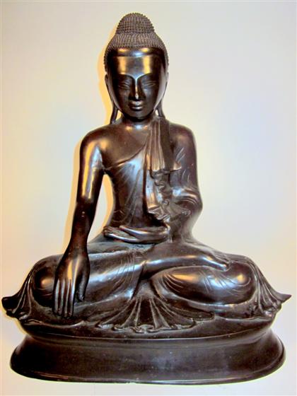 Appraisal: Modern thai figure of BuddhaBronze black patina depicting The Buddha