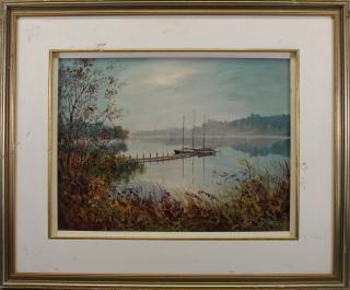 Appraisal: Luigi Tiengo Canada born coastal landscape Titled verso Oil on