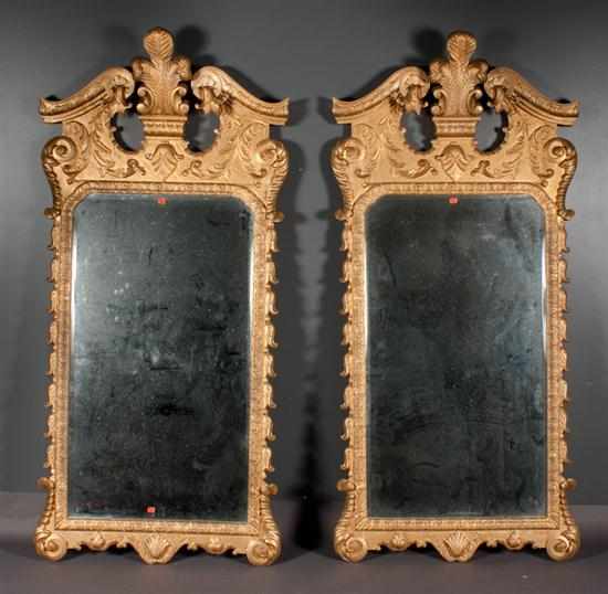 Appraisal: Pair of George II style gilt beveled mirrored looking glasses