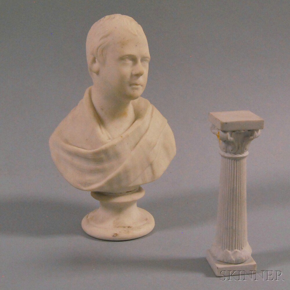 Appraisal: Two Parianware Objects a bust of Walter Scott and a