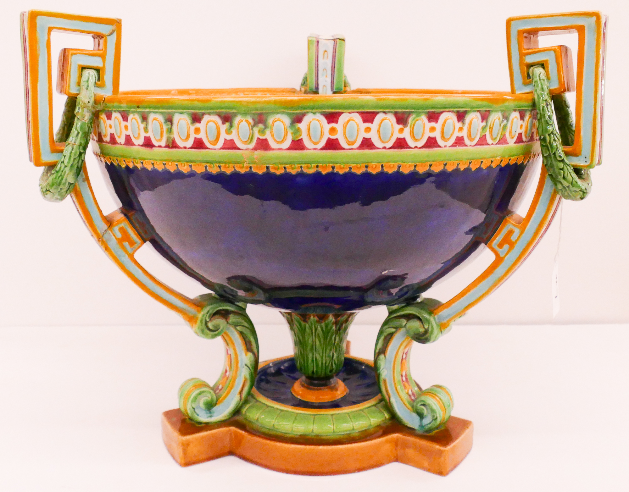 Appraisal: Minton Majolica Large Centerpiece Bowl- AS IS- x ''