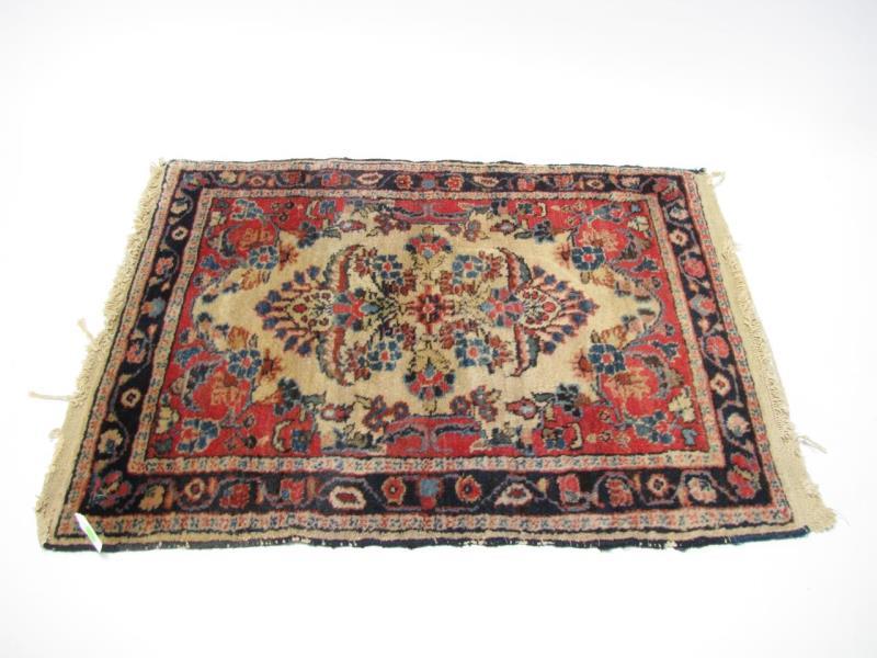 Appraisal: A semi-antique Oriental mat traditional Persian design wear consistent with