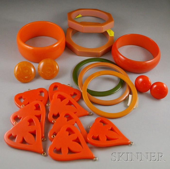 Appraisal: Group of Bakelite Jewelry including seven assorted bangles two pairs