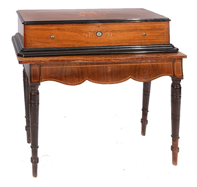 Appraisal: A TH CENTURY SWISS TABLE CYLINDER MUSIC BOX the rosewood