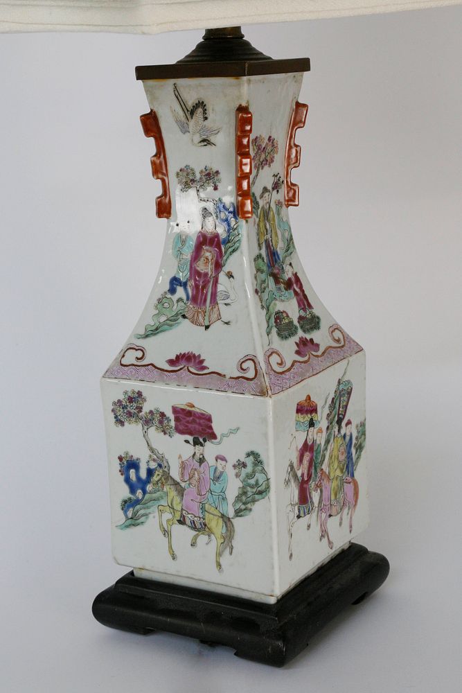 Appraisal: Chinese Porcelain Figural Vase Mounted As a Lamp Chinese Porcelain