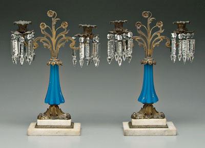 Appraisal: Pair brass candelabra each with two cups on scrolled arms