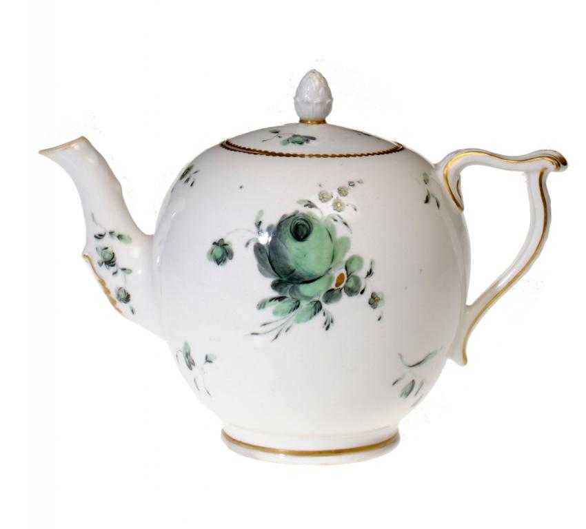 Appraisal: A DERBY TEAPOT AND COVER of globular form with pinecone