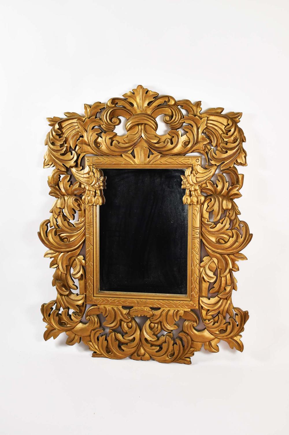 Appraisal: BAROQUE STYLE GILT PAINTED WOOD MIRRORThe rectangular plate within a