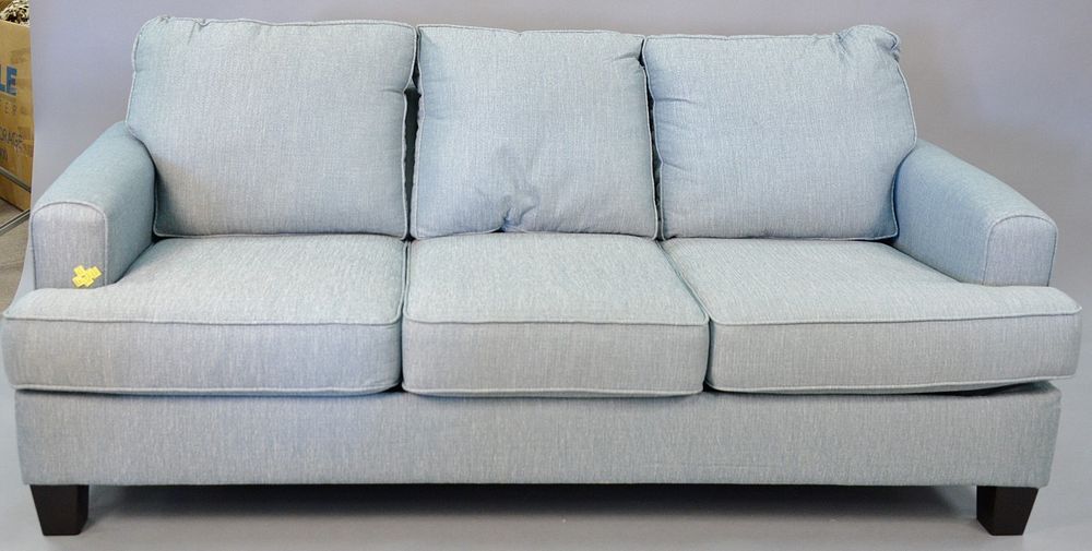 Appraisal: Custom blue sleeper sofa l Custom blue sleeper sofa l