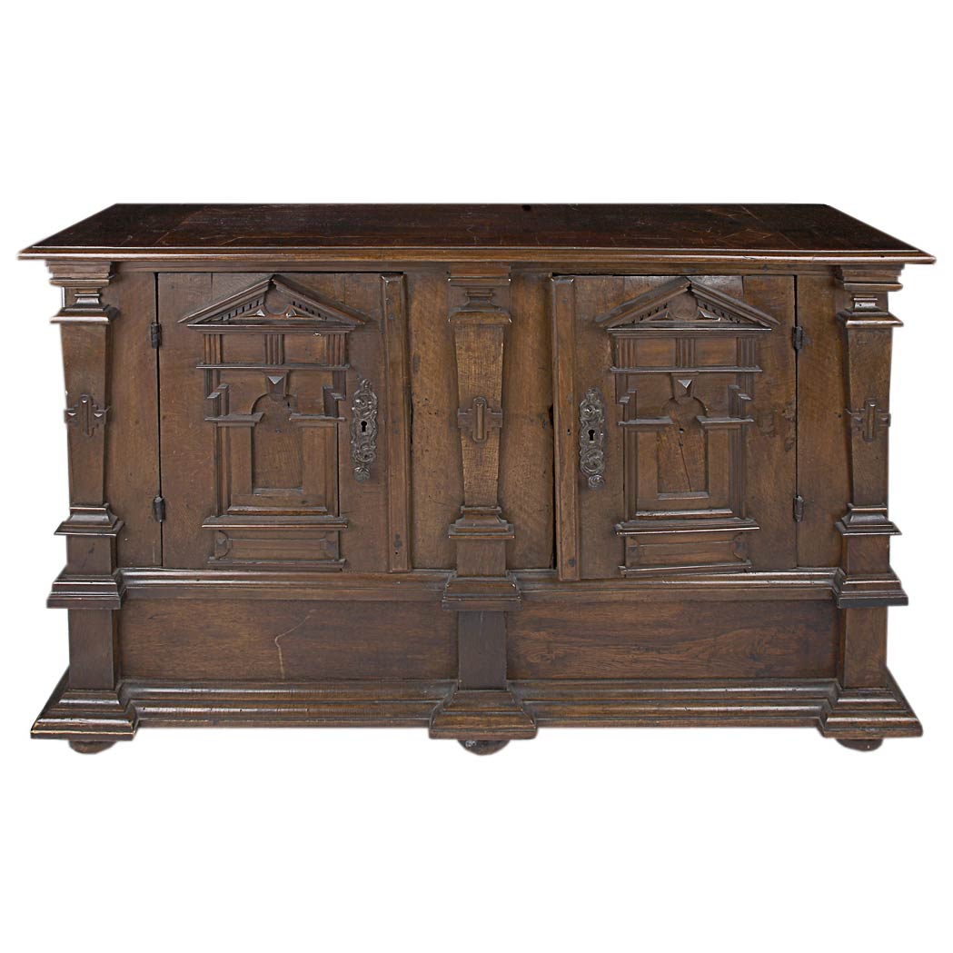 Appraisal: Continental Baroque Style Oak Side Cabinet th Century The rectangular