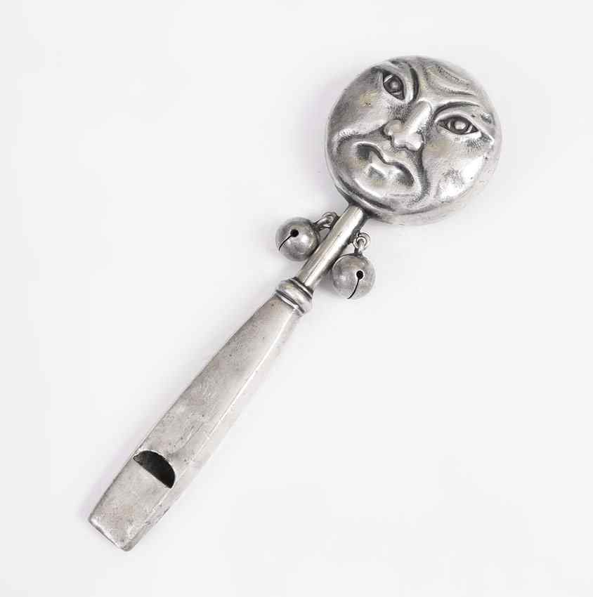 Appraisal: SHIEBLER ART NOUVEAU MAN IN THE MOON BABY RATTLE A