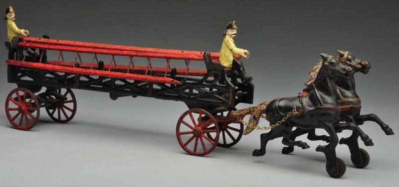 Appraisal: Cast Iron Kenton Ladder Truck Horse-Drawn Toy Description American Small