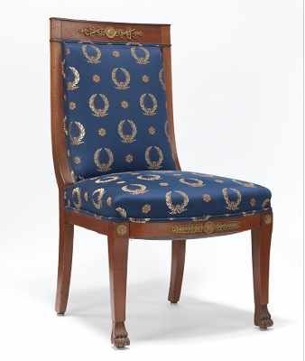 Appraisal: Empire Style Side Chair Elegant walnut side chair having dark