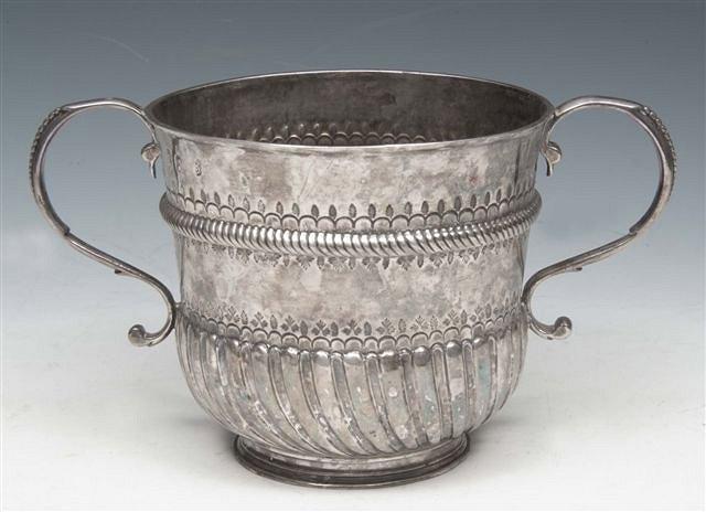 Appraisal: A QUEEN ANNE LARGE SILVER TWO HANDLED PORRINGER London the