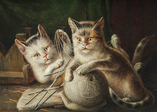 Appraisal: Niels Aagaard Lytzen Danish - Kittens at Play Signed N