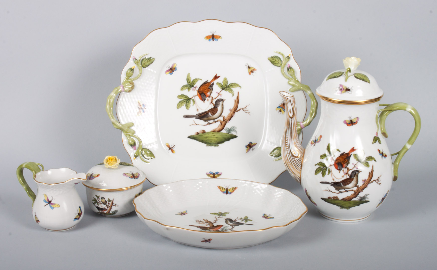 Appraisal: Herend porcelain tea set dish in the Rothschild Bird pattern